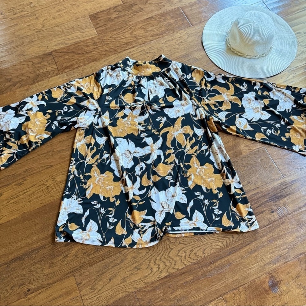 Cato‎ High Collar Floral Blouse